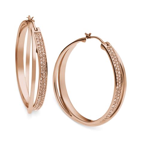 michael kors rose gold tone blush earrings|Michael Kors hoop earrings sale.